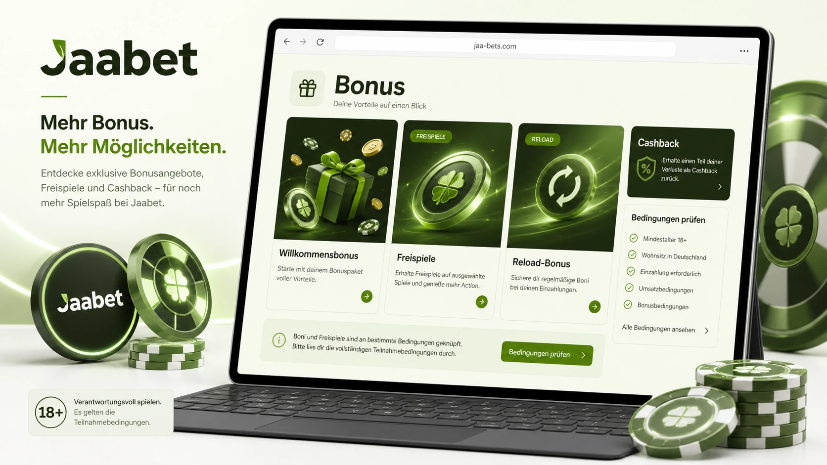 Bonus und Freispiele bei Jaabet