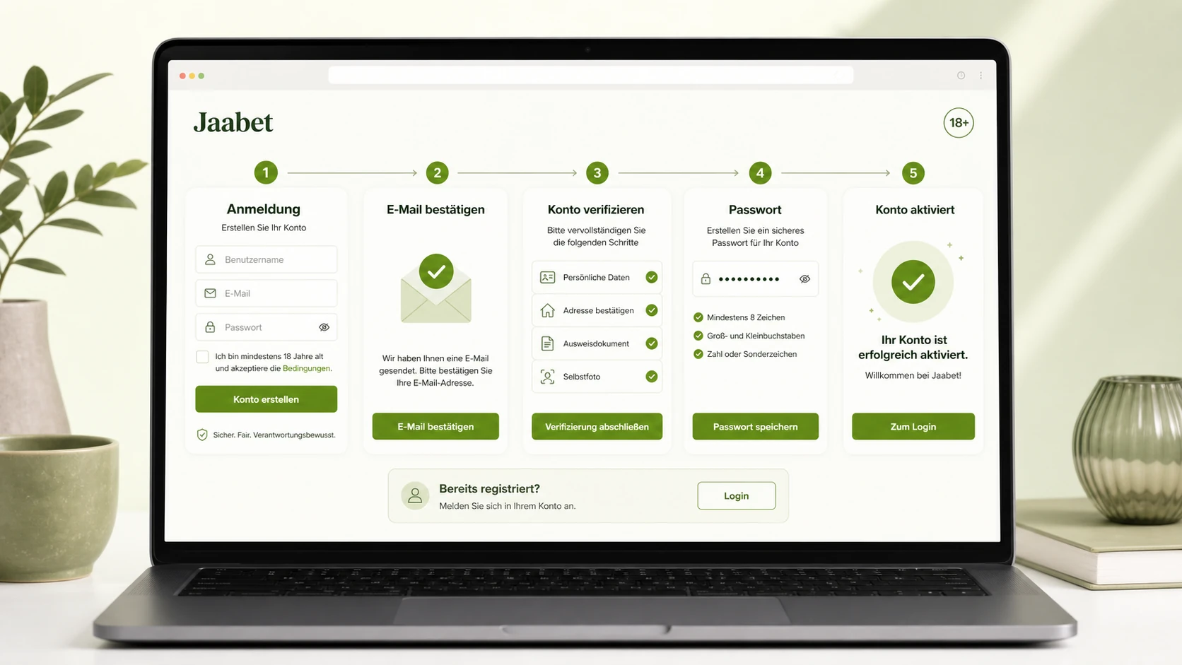 Jaabet Anmeldung und Login